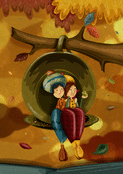 Rires chaleureux sous les feuilles d'automne